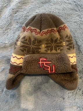 FSU baby or young toddler Knit Earflap Beanie with Sherpa Lining